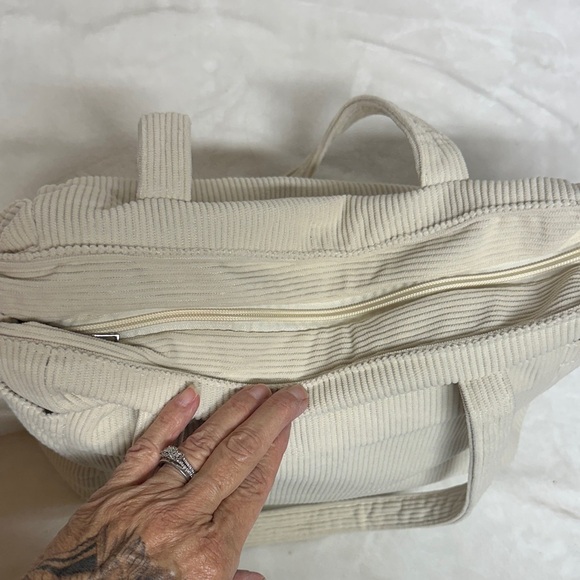 Elegant Cream Corduroy Women's Tote Bag - Picture 3 of 12